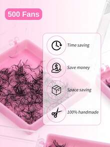 ARTSTAR 500 piezas de pestañas postizas cortas en forma de abanico hechas a mano 6D/8D/10D - D - Ver 5