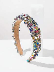 1pc Summer New Colorful Sponge Heightening Headband, Korean Style Rhinestone Embellished Luxury Versatile Headpiece, Suitable For Women Accessories & Summer Outfit Matching Hairband - Color - View 5