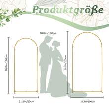 2-Piece Gold-Colored Wedding Arch Backdrop Stand, Metal Wedding Arch Frame, Wedding Arch Backdrop Frame For Wedding, Birthday, Party Decoration, Mother's Day - vàng - Xem 2