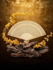 European Style Fashionable Folding Decorative Hand Fan - Hollow Out All-wood Fan - View 12