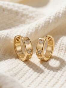 1 Pair Elegant Heart-Shaped Earrings, 925 Sterling Silver, Delicate Jewelry For Women's Daily Wear - Heart-shaped Diamond Earrings - View 4