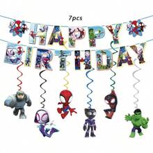 超级英雄主题生日派对装饰、螺旋悬挂装饰、生日快乐派对用品、蜘蛛侠主题生日派对、漫画主题庆祝活动、独立日、毕业典礼或超级英雄主题生日派对 - 套裝 - 查看 1