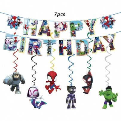 Đồ trang trí tiệc sinh nhật chủ đề siêu anh hùng, đồ trang trí treo hình xoắn ốc, đồ dùng tiệc sinh nhật, tiệc sinh nhật chủ đề Người Nhện, lễ kỷ niệm chủ đề truyện tranh, ngày Quốc khánh, lễ tốt nghiệp hoặc tiệc sinh nhật chủ đề siêu anh hùng.