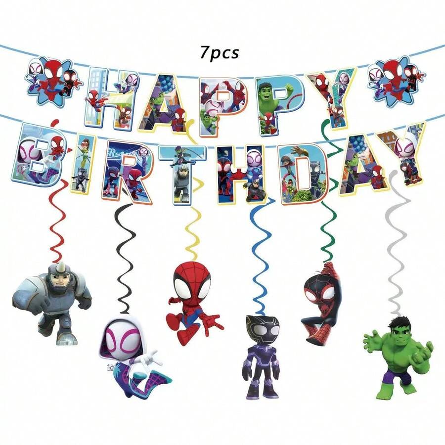 超级英雄主题生日派对装饰、螺旋悬挂装饰、生日快乐派对用品、蜘蛛侠主题生日派对、漫画主题庆祝活动、独立日、毕业典礼或超级英雄主题生日派对 - 套裝 - 查看 1