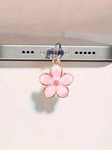 1pc Sakura & Peach Blossom Style Dust Plug, Exquisite Fresh Sweet Cute Fashion Alloy Pendant, Flowing Oil Craft, Suitable For Spring And Summer Decoration, Silicone Transparent Dust Plug For Mobile Phone, Tablet, Earphone, Kindle Charging Port, Compatible With IPhone Lightning/Type-C/Micro USB, Android/Apple 17/16/15 Series And Other Mobile Phone Models, Firmly Protects Charging Port, Cute Design - Multicolor - View 2