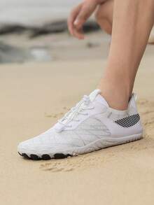 Zapatos de agua de verano para mujer, zapatos de agua transpirables y de secado rápido, calcetines de agua ligeros y antideslizantes adecuados para playa, surf, natación, pesca, vacaciones, fiestas, campamento y deportes acuáticos - Blanco Negro - Ver 4