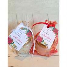 Velas de Soya Aromáticas Navideñas Set de 12 con Bolsas de Organza Cera Convertible en Aceite de Masaje Etiquetas Florales Decorativas - Rosa - Ver 6