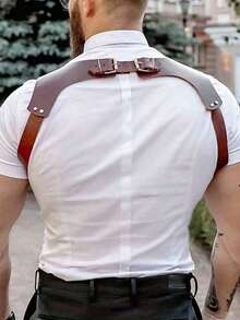 Men's Fashion Suspenders, PU Leather Men's Underwear Suspenders, Gothic Style Shapewear Suspenders, Can Be Paired With Jeans Daily Wear, Clothing Accessories - Nup002b - Xem 4