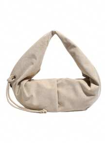 女士麂皮新月形单肩包 | 柔软抽绳肩包 | 简约休闲手提包 - 彩色 - 查看 14