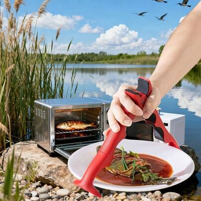 Kẹp bát chịu nhiệt 3 trong 1, tay cầm bát chịu nhiệt với lớp chống trượt, kẹp hấp nhà bếp, kẹp nâng bát đĩa, dụng cụ cách nhiệt lý tưởng cho việc nấu nướng và làm bánh.