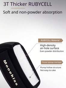 Mooekiss Dark Chocolate Powder Puff | 3T Thickened Rubycell Makeup Puff | Wet/Dry Use, No Powder Eating | Soft Fluffy Triangle Puff For Foundation, Concealer, Setting Powder | Artist Recommended - Black - View 7