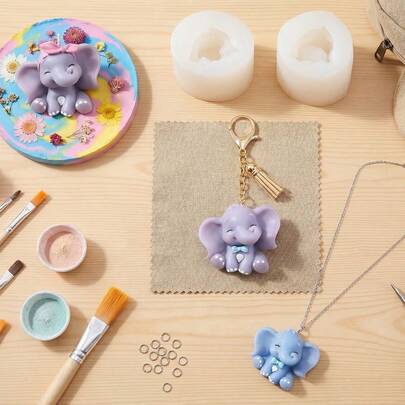 1pc Cartoon 3D Elephant Shaped Resin Silicone Mold, Elephant Shaped Keychain Resin Mold, Used For Making Jewelry And Pendants, Ideal Gift Necklaces, And Handicrafts