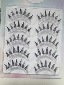 10 pièces Faux cils de style coréen Flame Mountain, cils délicats et effilés pour un look de personnage d'anime/cosplay - Faux cils pointus - Voir 3