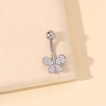 1pc Fashionable Titanium Butterfly Navel Ring, Suitable For Daily Wear - Silver - View 6