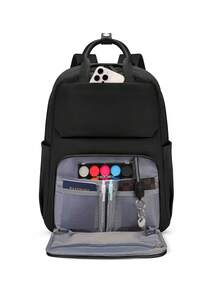 15.6 Inch Multi-Function Backpack For Men, Lightweight College Student Backpack, Casual Daily Laptop Bag, Water-Resistant Computer Bag, Suitable For School, Work, Travel, Black - Multicolor - View 3