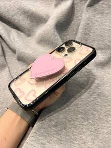 Ốp điện thoại da màu hồng hình trái tim dễ thương có chân đế, tương thích với iPhone 16, 16 Pro, 16 Pro Max, 14, 14 Pro, 14 Pro Max, 13. Thiết kế ngọt ngào dành cho bé gái, có chân đế, quà tặng mùa xuân, sinh nhật. - Hồng - Xem 2