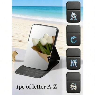 1 chiếc gương trang điểm gấp gọn cầm tay với hình cá heo dễ thương và các chữ cái từ A-Z, gương du lịch, gương trang điểm để bàn, gương nhỏ gọn hình chữ nhật có thể gập lại, gương trang điểm tối giản, thích hợp cho du lịch/mua sắm/sinh hoạt hàng ngày/đi học, tặng cho giáo viên, bạn gái, gia đình, mẹ, món quà sinh nhật, quà ngày lễ, quà tiệc, quà Ngày của Mẹ, quà cưới, quà tựu trường hoàn hảo.