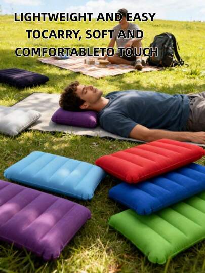 1 Square Inflatable Travel Pillow - Neck Support For Car And Airplane, Also Suitable As Lumbar Support, Ideal For Long Flights And Road Trips, Aviation Comfort Accessory, Elegant Travel Accessory, Durable Inflatable Material