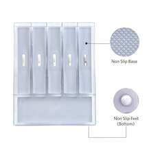Glad Organizador de cajones de cubiertos y utensilios bandeja de almacenamiento de plástico transparente dividida con 6 compartimentos para cubiertos y cubiertos de cocina sin BPA apto para - Transparente - Ver 3