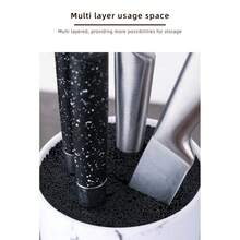 多功能厨房刀具收纳塑料桶，家用刀架 - 白色 - 查看 4