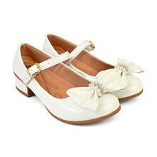 Girls' Heeled Ballet Flats, Sizes 28 To 36, Direct From The Factory, Super Comfortable 101-503 - White - View 1