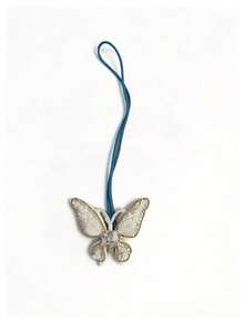 1pc Handmade Beaded Butterfly Bag Charm, Elegant Minimalist Accessory - White - View 3