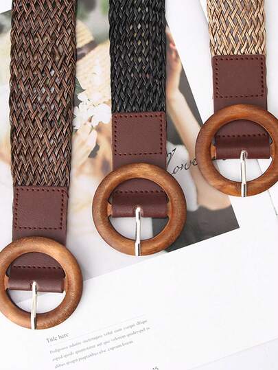 1 chiếc thắt lưng dệt dành cho nữ, kiểu dáng Boho, thắt lưng da dệt thời trang đa năng, phù hợp để trang trí trang phục hàng ngày.