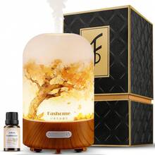 Hand Blown Glass Essential Oil Diffuser, 100ml Ultrasonic Aromatherapy Cool Mist Humidifier With Auto Shut-Off, Warm White Light & Free Frankincense Oil For Home Bedroom Office - US A Type Plug(110-127V) - View 7