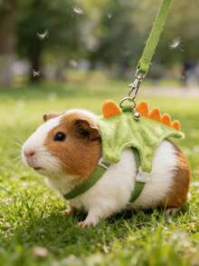 1pc Cute Dinosaur Shaped Bell Leash Set, Includes Adjustable Harness And Leash, Suitable For Ferrets, Lizards, Guinea Pigs, Hamsters And Other Small Pets, Small Pet Supplies, Hamster Supplies, Ferret Leash, Guinea Pig Supplies, Rabbit Supplies, Chihuahua Leash, Hamster Leash, Ferret Supplies, Rabbit Pet Supplies - Multicolor - View 4