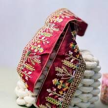 1.5 Yards Doll Sleeve Cuff High-End Pillow Slipper Accessory, 6.5CM Multi-Color Embroidered Lace Trim Accessory, DIY Sequin Embroidered Decorative Ribbon - 1pc Black - View 2