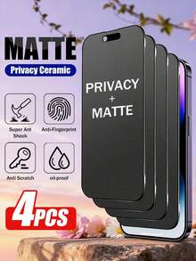 XINHONGYU 4片装磨砂防窥屏保护膜，兼容 17 Pro Max [6.9英寸]，采用TPU软膜材质（非钢化玻璃/陶瓷），防摔防撞，确保屏幕仅正面可见，是日常、办公、居家使用的理想之选。这款手机屏幕保护膜防水、防震、防刮，有效保护您的手机隐私。 - 4pcs - 查看 35