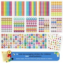 32 Hình dán khen thưởng hoạt hình tiếng Anh, 16 tờ, 844 hình, Hình dán khuyến khích giáo viên xuyên biên giới - Nhiều màu - Xem 1