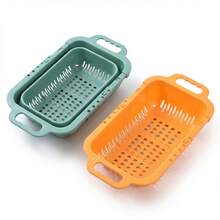 1 cái rổ thoát nước đa năng hai lớp, dùng để ráo đĩa, bát, dao kéo, rau củ quả, rổ thoát nước treo có thể mở rộng, dụng cụ nhà bếp - Nhiều màu - Xem 3