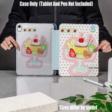 Y型折叠高透明亚克力平板电脑保护套，带笔槽。奶油蜜桃甜点杯设计。平板电脑保护套特点：Y型三折支架设计，智能休眠/唤醒，全方位保护，亲肤边框材质，气垫防摔边框，多角度支架，透明亚克力背板，内置笔槽，精准开孔，轻巧便携。 - 彩色 - 查看 8