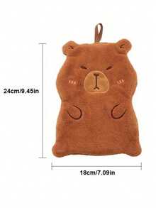 1Pc Minimalist Classic Capybara Coral Fleece Hand Towel - Hanging Design, Thickened, Lint-Free & Highly Absorbent Soft Towel For Home, Kitchen, Bathroom, Travel, Picnic & Dorm Room | Perfect Gift For Students, Couples, Friends & Loved Ones - Brown - View 7