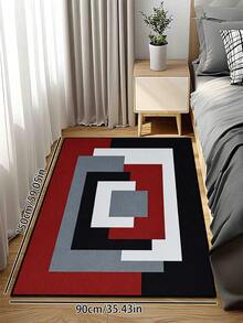 1pc Geometric Textured Pattern Rug, Black White Gray Printed Polyester Rectangular Easy Care Washable Area Carpet, Suitable For Living Room, Hallway, Bedside, Living Space, Bedroom, Office, Kitchen, Farmhouse Home Decor - Multicolor - View 23