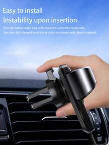 1pc Black Car Air Vent Phone Holder, Multifunctional Car Navigation Bracket - A - View 8