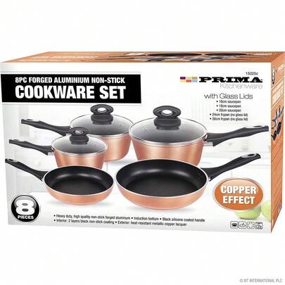NEW 8PC FORGED COOKWARE SET KITCHEN SAUCEPAN FRYING PAN COOKING LID NON STICK