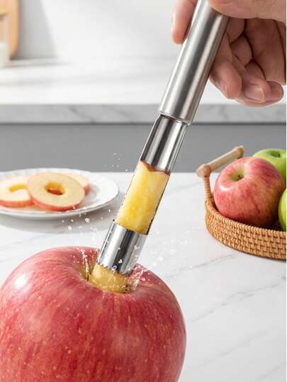 1pc Stainless Steel Apple Corer And Seed Remover Tool, Professional Fruit Pitter With Serrated Blade And Ergonomic Handle, Easy-To-Use Kitchen Gadget For Apples, Pears And Bell Peppers
