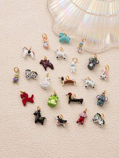 1Pc Cute Animal Enamel Drip Pendant Accessories, 14k Copper Material, Featuring Pattern Elements Such As Horse, Dog, Frog, Elephant, Koala, Deer, Squirrel, Princess, Etc. Waterproof And Fade-Resistant, Suitable For Women Or Couples, Niche And High-End, Bracelet Pendant Accessories, Jewelry Pendant, Necklace Pendant Accessories, Summer Jewelry Design, Mobile Phone Chain Pendant Accessories, Keychain Pendant Accessories.