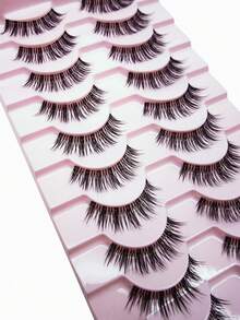 10-Pair Value Pack! 3D Natural Transparent Stiff False Eyelashes - Soft, Skin-Friendly, Zero Feel, Bare-Makeup Realistic Fairy Lashes - View 3