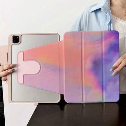 适用于 iPad 的 1 件装美学渐变云朵扎染印花保护套，360° 旋转可折叠智能保护套 - 兼容 iPad Air 6/5/4、iPad 10 (10.9 英寸)、iPad Pro 2024/Air M3/A16 2025 - 非常适合工作、旅行和居家使用，也兼容小米 iPad 5/5 Pro/6/6 Pro/7/7 Pro/6S Pro