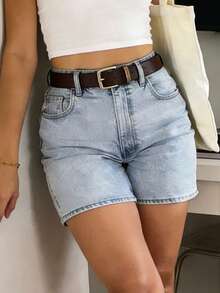 Women's Casual Washed Slim Fit Denim Shorts, Summer - Light Wash - View 5