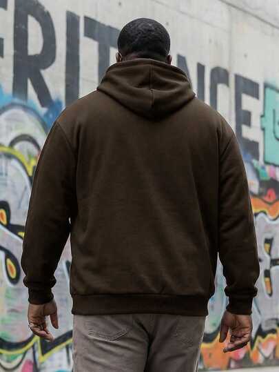 Plus Size Hoodie Sweatshirt, Black Solid Basic Hooded Sweatshirt, Suitable For Spring And Autumn