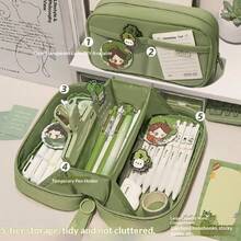 2026 New Japanese Ins High-Quality Minimalist Green Transparent Pencil Case, Large Capacity, Student Stationery Storage Bag, Practical Back To School Gift - Volcano Large Capacity Pencil Case - View 3