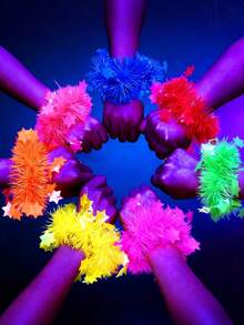 7pcs Glow Party Star Bracelets, Luminous Bracelets, Blacklight Reactive Glow Party Favors, Suitable For Singles Party, Wedding, Music Festival, Birthday, Party Supplies - Glow-in-the-dark Bracelet - View 1