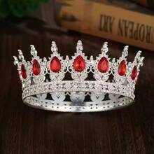 Baroque Rhinestone Embellished Crown, Round Luxury Royal Tiara, Elegant Bridal Wedding Dress Accessory, Festival Party Dress Up Headpiece - Multicolor - View 15