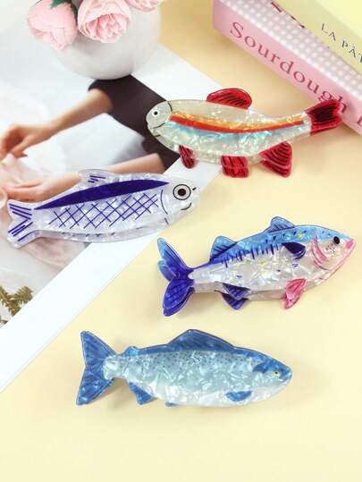 1件装女士海洋元素趣味鲶鱼造型发爪，发饰，适合日常通勤，是送给女孩的理想礼物