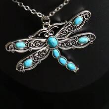 1pc Stainless Steel 3D Dragonfly Pendant Necklace - Multicolor - View 3