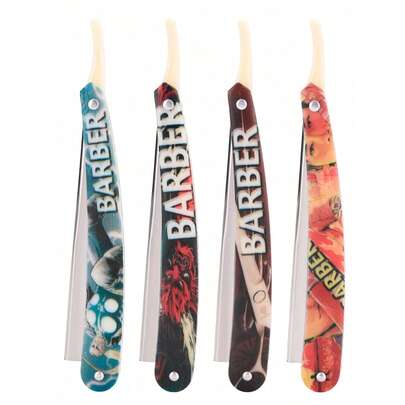 Högkvalitativ rakhyvel, klassisk barberare manuell fällbar skägghyvel tryck rostfritt stål rakkniv hårborttagningsverktyg med